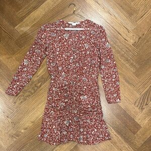 Veronica Beard Rosalia Long Sleeve Silk Minidress In Cran Multi Size 2
